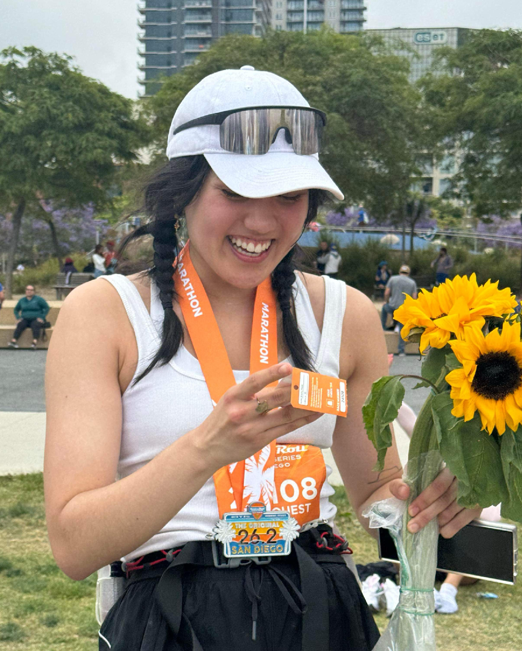 Heidi outside after the San Diego marathon.