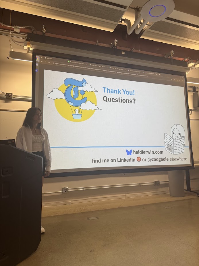 Heidi Erwin at NarraScope 2025 in a classroom at Drexel University.